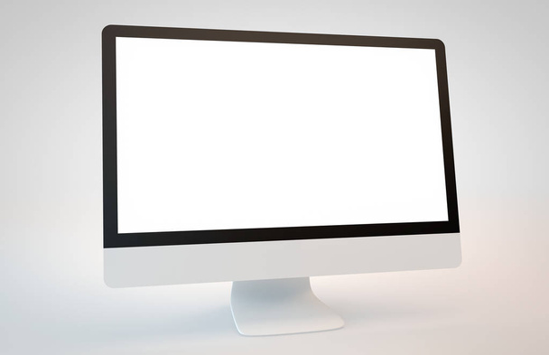 Computer display on white background 3d rendering - Φωτογραφία, εικόνα