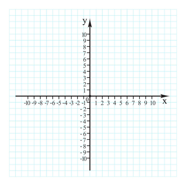 Cartesisch coördinatenstelsel in het vlak van 0 tot 10 op het papier van het grafiek raster. Vector. - Vector, afbeelding
