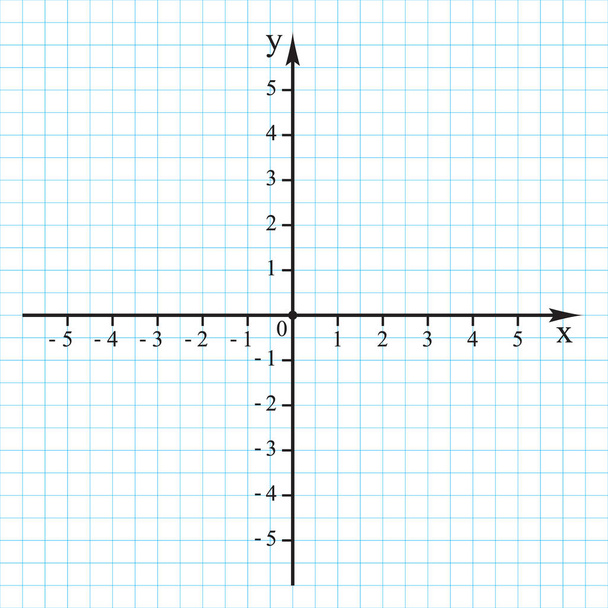 Cartesian coordinate system in the plane from 0 to 5 on the graph grid paper. Vector. - Vector, Image