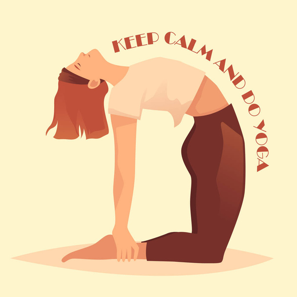 Cute girl do yoga. Asana. Vector cartoon illustration. Character design - Vector, Image
