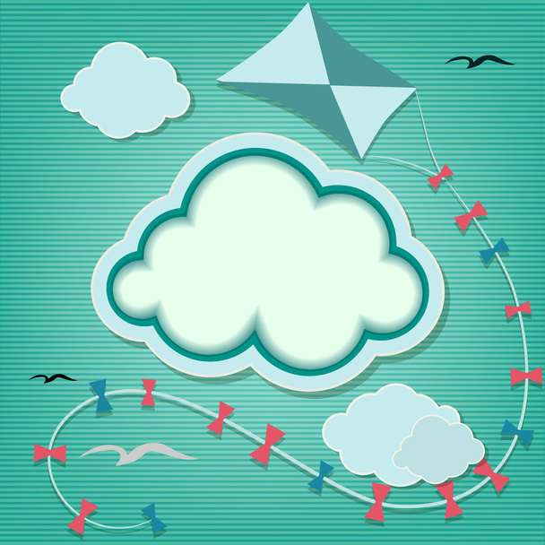 Clouds and kite. - Vector, afbeelding