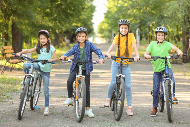 Rozkošné děti s jízdními koly venku - Fotografie, Obrázek