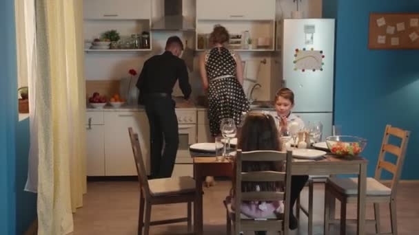 Family preparing for the dinner. - Video, Çekim
