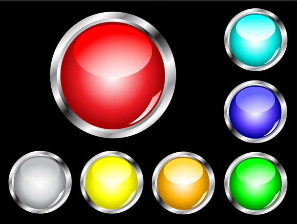 A set of seven glossy web buttons - Vector, Image