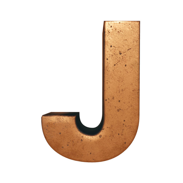 Copper metal letter 3D rendering - Photo, image