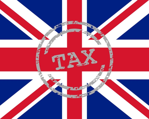 Tax stamp and flag of United Kingdom - Vector, Image