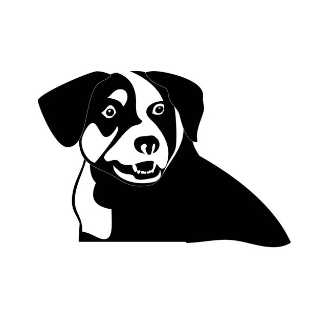 Силуэт забавного игривого щенка. пограничный колли
 - Вектор,изображение