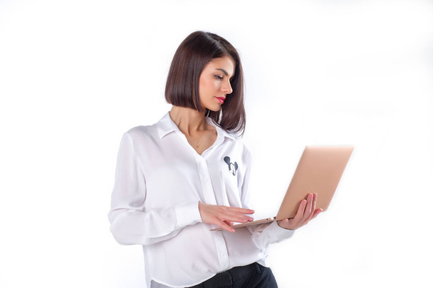 girl office worker white background - Photo, Image