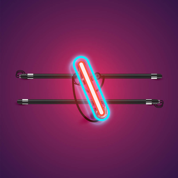 Realistic glowing double neon charcter from a fontset with conso - Вектор,изображение
