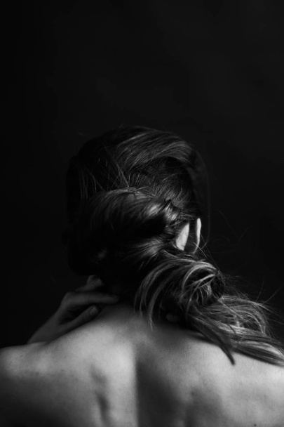black and white portrait photography, art and fashion, woman portrait - Фото, изображение