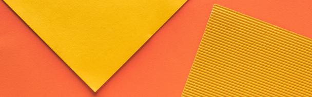 top view of yellow and orange background with copy space, panoramic shot - Foto, afbeelding