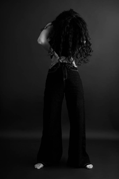 black and white art fashion portrait of woman - Photo, image