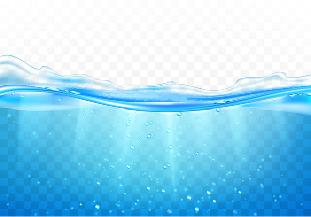 Salpicadura de agua con burbujas de aire, aislado en el fondo transparente. Ilustración vectorial
 - Vector, imagen