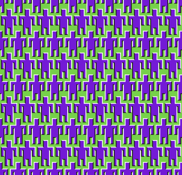 Optical illusion seamless pattern of moving rows of people symbols. - Vector, Image