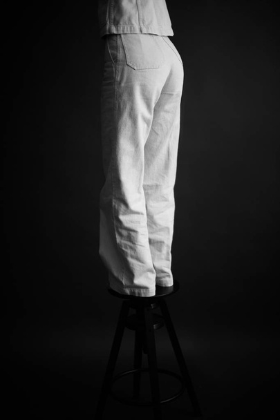 black and white art fashion portrait of woman - Фото, изображение