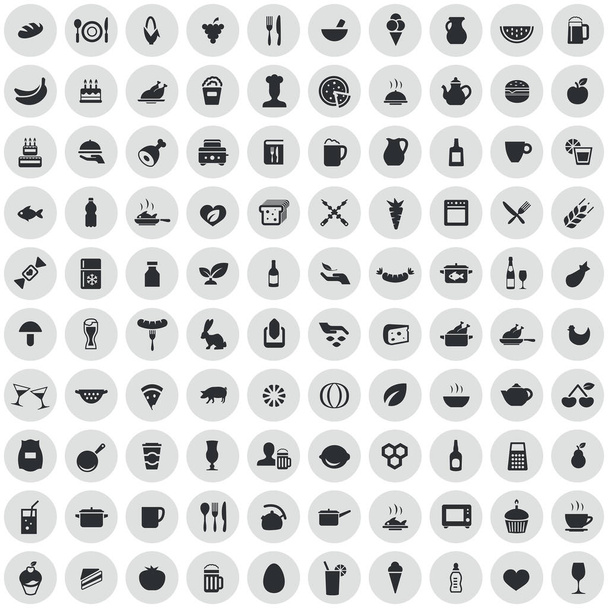 food 100 iconos universal set para web e UI
 - Vector, Imagen