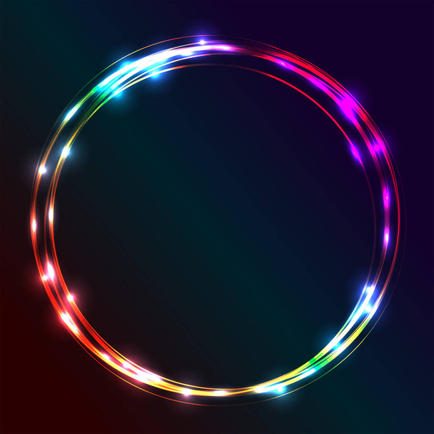 Neon round frame shine decor - Вектор,изображение