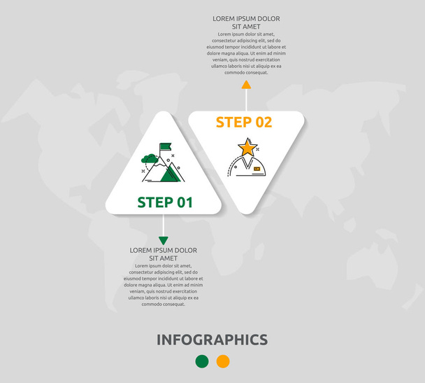 Vector infographic template with triangles and two arrows. Business geometric concept with 2 options, parts, steps. Used as timeline, workflow, presentation, diagram, flyers, banner, chart - Vector, Image