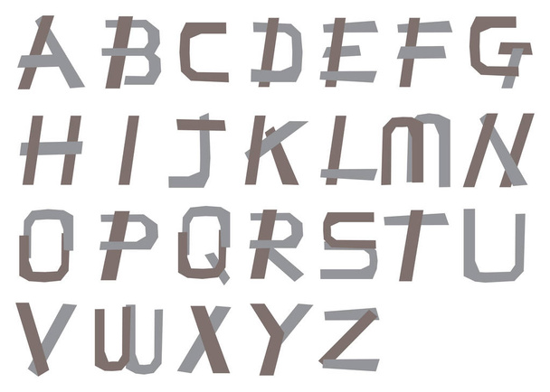 Stiff Alphabets with Made of Angular Strips Vector Font Design - Διάνυσμα, εικόνα