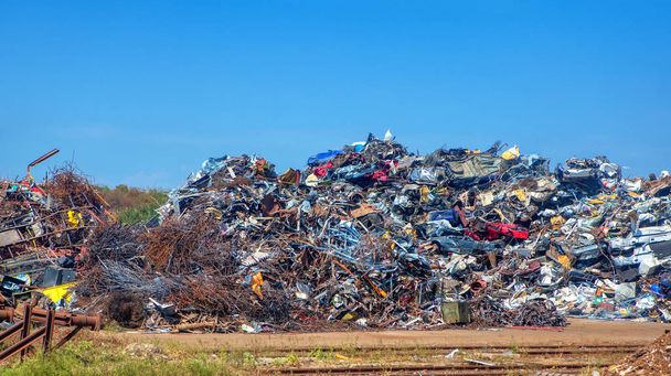 pile of scrap metal at the metallurgical plant - Photo, Image