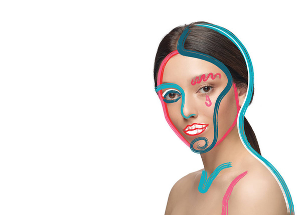 Beauty woman face portrait with perfect skin, art concept - Zdjęcie, obraz