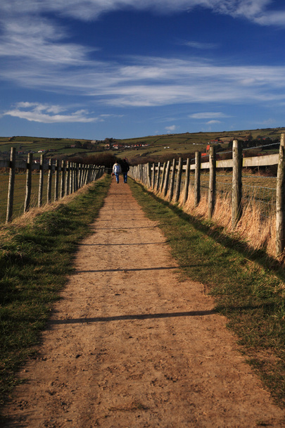 Marcheurs sur le sentier côtier du Yorkshire du Nord
 - Photo, image