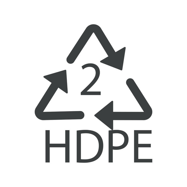 Symbol recyklace, umělohmotný typ recyklovatelnosti HDPE 2, šipky pro recyklaci - Vektor, obrázek