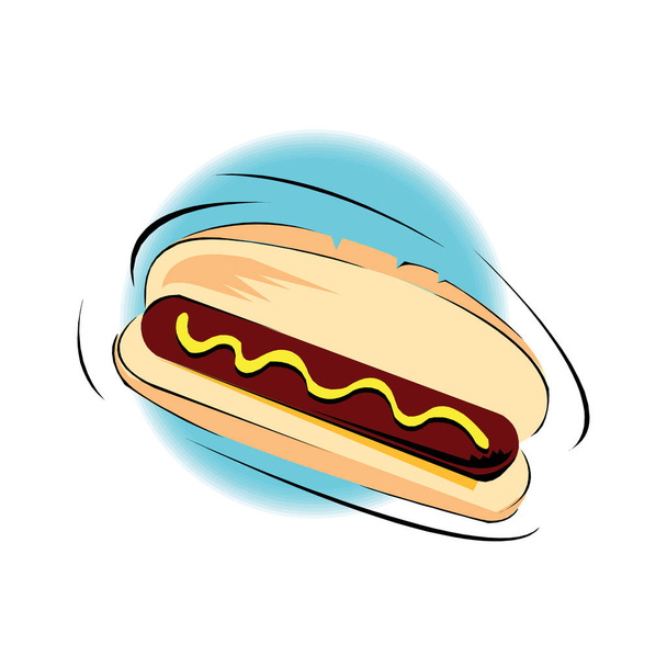 Hotdog. Illustration plate isolée vectorielle fast food pour affiche, menus, brochure, web et icône fastfood
. - Vecteur, image
