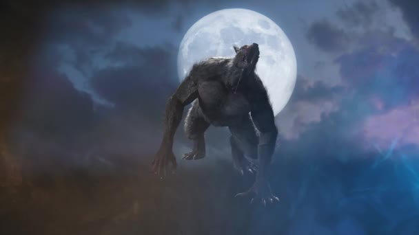 hombre lobo sobre fondo de Halloween 3D render
 - Imágenes, Vídeo