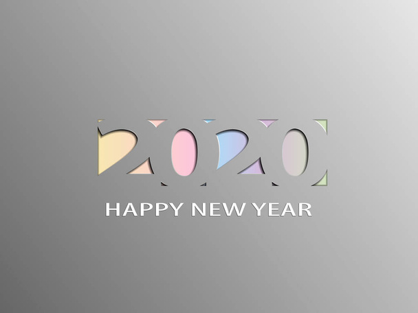 Happy 2020 new year insta colour banner in paper style for your seasonal holidays flyers, greetings and invitations, christmas themed congratulations and cards. Vector illustration. - Vector, Image