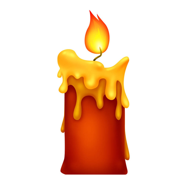Red candle. Magic fire. Dripping wax. Illustration - Fotoğraf, Görsel