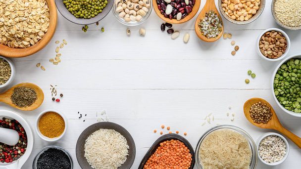 Egészséges gabona élelmiszer-téma háttere - Fotó, kép