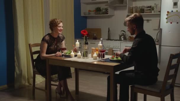 Wife and husband eat at home. - Filmagem, Vídeo