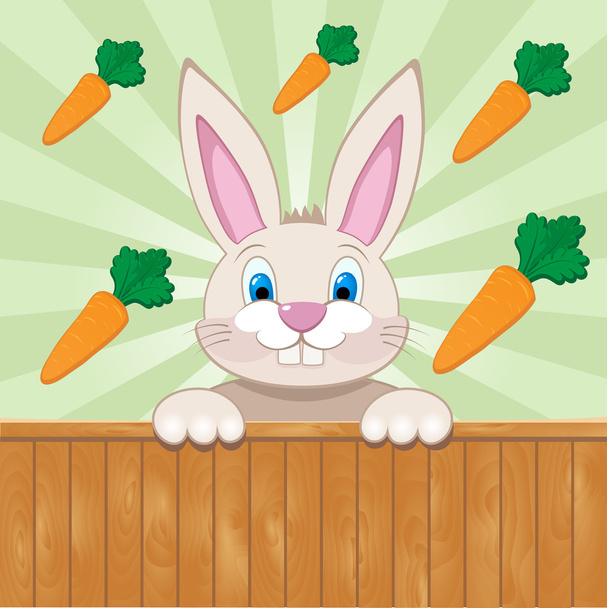 Cute baby rabbit surrounded with carrots - Vecteur, image