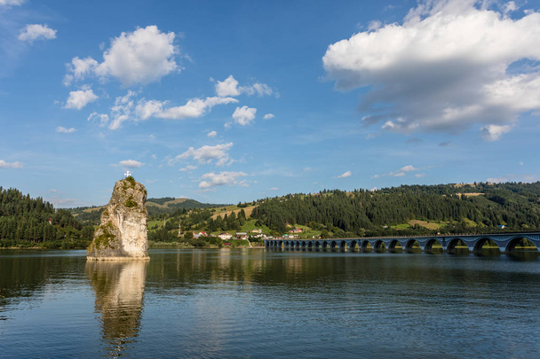 Piatra Teiului lime stone in Bicaz Lake, Romania - Фото, зображення