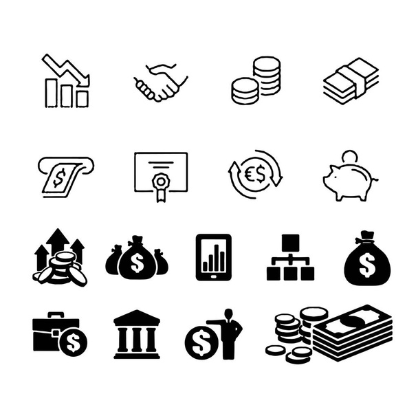 icons set gerelateerd aan geld Wallet vector - Vector, afbeelding