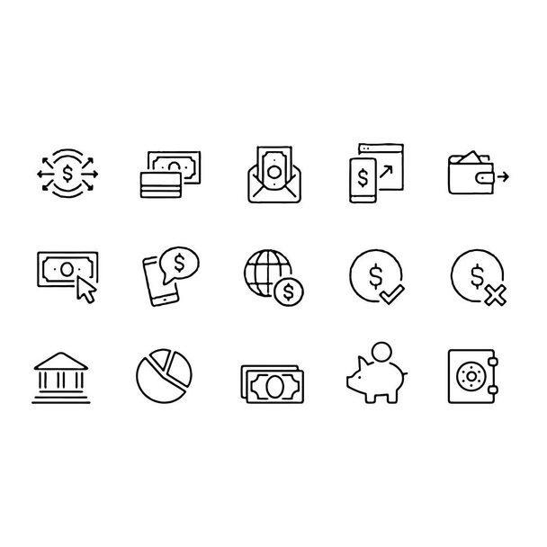 icons set related to Money Wallet Vector - Wektor, obraz