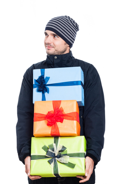 spokojený muž s dárky - Fotografie, Obrázek