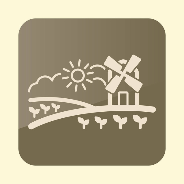 Venkovská krajina s větrným mlýnem ikonou - Vektor, obrázek