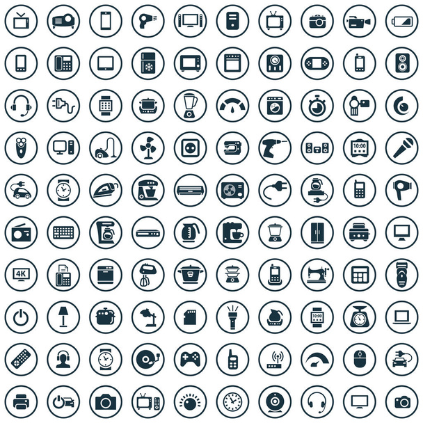 Electronique 100 icônes set universel pour web et UI
. - Vecteur, image
