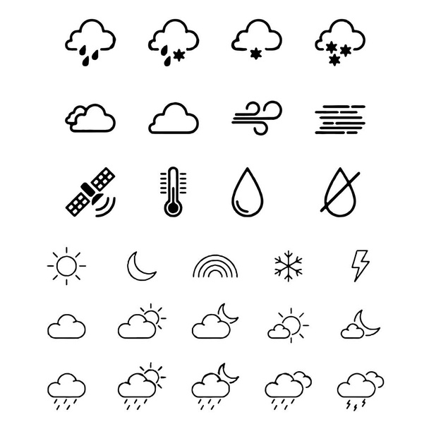 ícones meteorológicos com White Background Vector
 - Vetor, Imagem