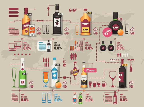 Drinks info graphic,vector background - Vector, Image