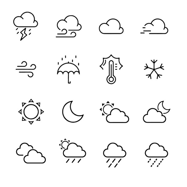 weather icons with White Background Vector - Вектор,изображение