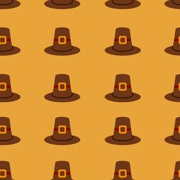 Chapeau de pèlerin sans couture répétant Thanksgiving fond sur orange
. - Photo, image