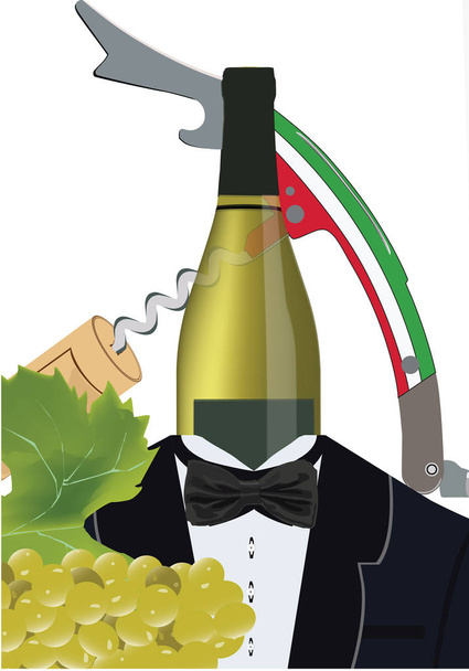 figura del maggiordomo con bicchiere e bottiglia di vino
 - Vettoriali, immagini