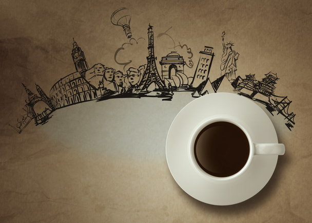 3D-s csésze-ból kávé körbeutazhatod a világot, mint a vintage stílusú - Fotó, kép