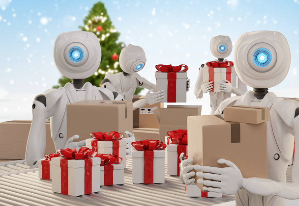 production et logistique, cadeaux de Noël et boîtes en carton sur
 - Photo, image