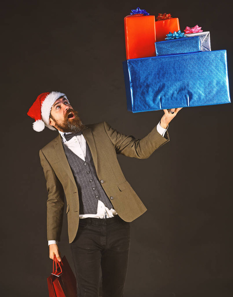 New Year sales business concept. Businessman with excited face - Fotoğraf, Görsel