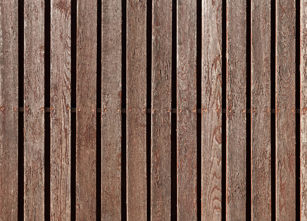 Old rustic wooden abandoned fence. Textured boards with peeling paint. Trendy modern background. - Fotoğraf, Görsel