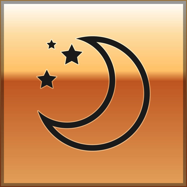 Black Moon és a csillagok ikon izolált arany háttér. Vektoros illusztráció - Vektor, kép